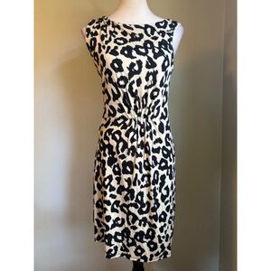 Ann Taylor LOFT Leopard black Sleeveless Sheath Dress boho y2kmob Tuscan retro